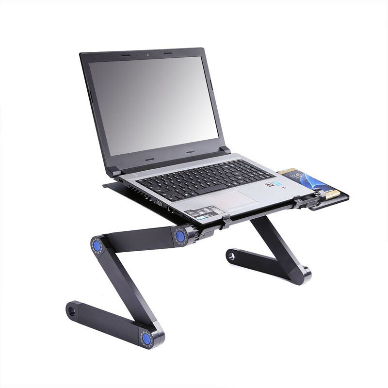 Regulowany podnośnik stolik na laptopa składane biurko na laptopa ergonomiczna przenośna taca na komputer PC podstawa stołu stojak na notebooka z wentylatorem