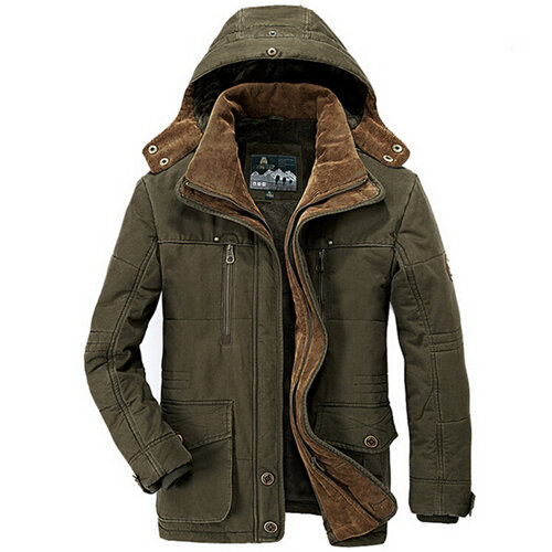 Nova jaqueta de inverno, zíper de cor sólida além de veludo solto-encaixe jaqueta de algodão quente, jaqueta com capuz masculino parka
