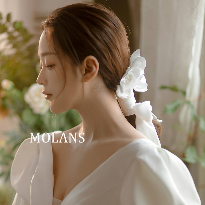 Molans Solid Color Girls Elastic Hair Bands Long Ribbon Ponytail Scarf Hair Tie Women Headband Bride Wedding Hair Accessories