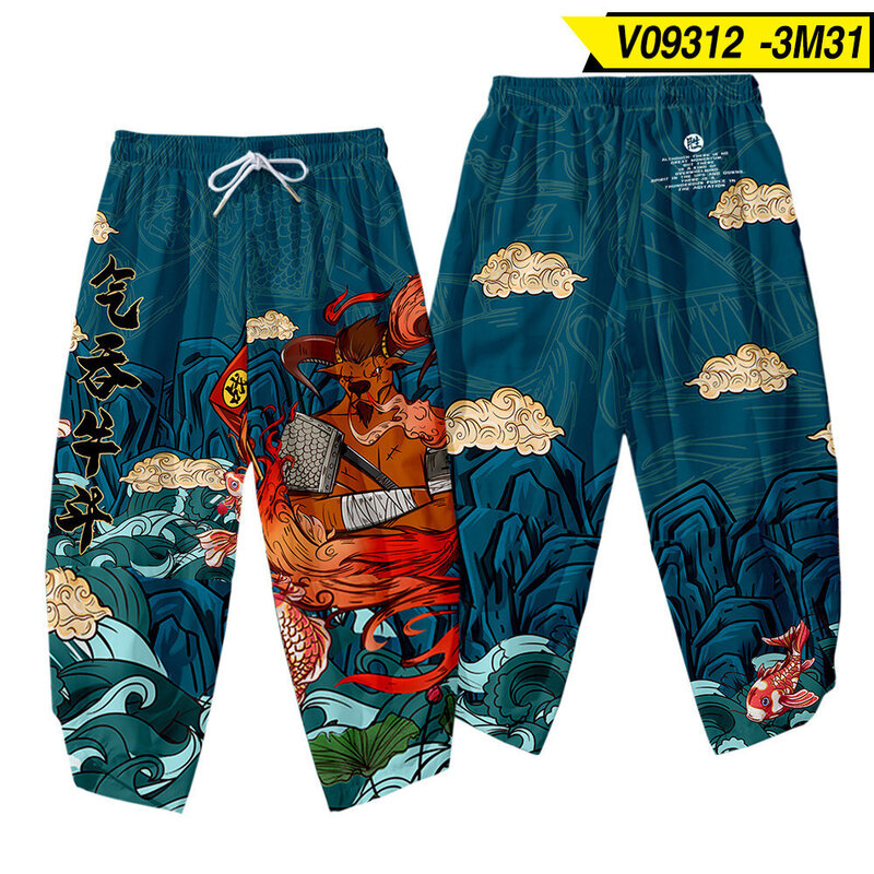 Kimono fino de estilo chino para hombre, ropa de calle con estampado rojo, cárdigan y pantalón tradicional Harajuku, Samurai Yukata Haori Obi