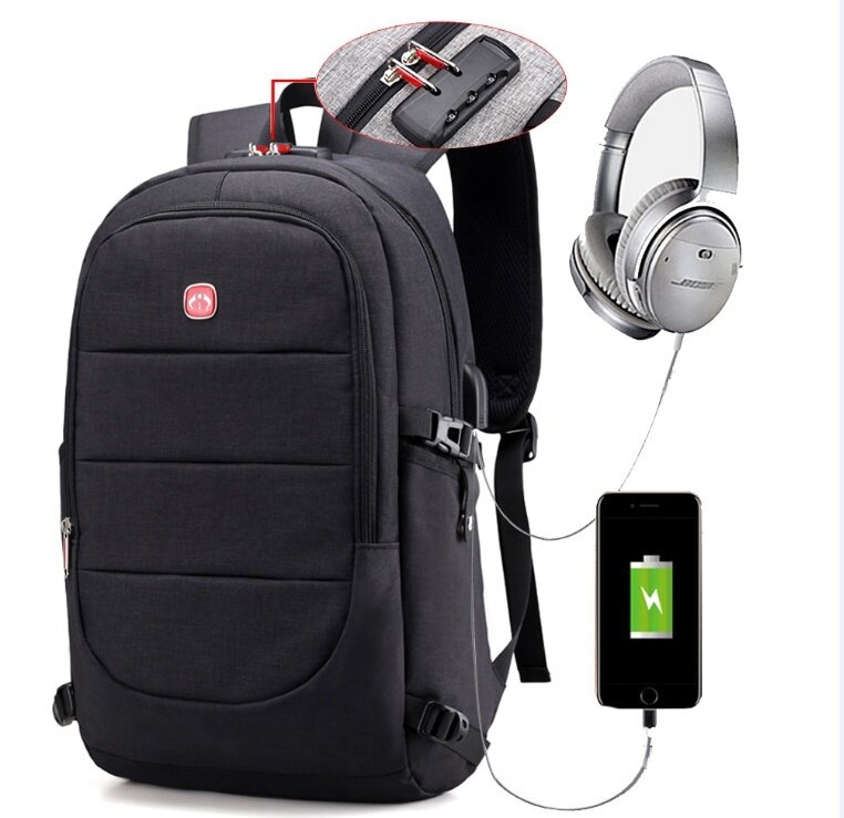 حقيبة ظهر مدرسية مضادة للسرقة للرجال ، حقيبة ظهر للمراهقين مع شحن USB ، تصميم عصري ، 2021