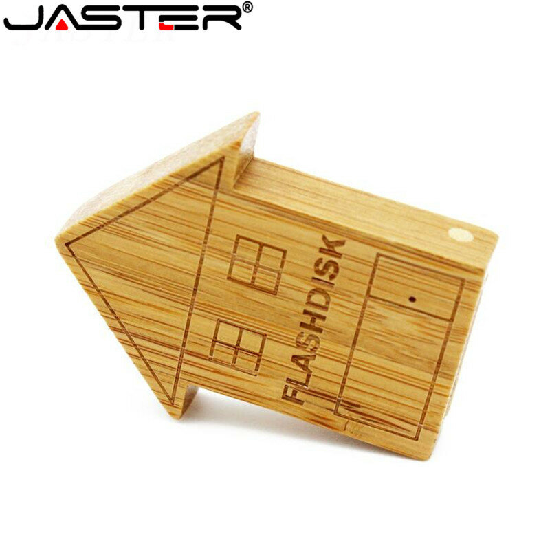 Jaster bonito pequena casa pendrive houten usb pen drive memória vara pendrive 16gb32gb logotipo gravura a laser presente criativo presentes