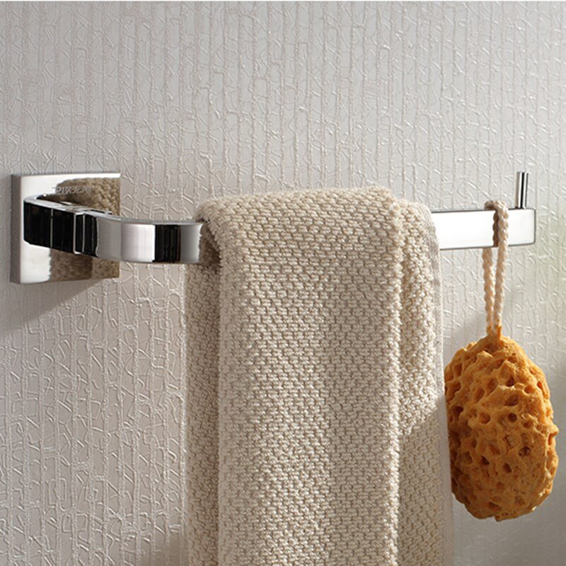 Porte-serviettes brillant polissage 23CM carré Base serviette crochet barres argent 304 acier inoxydable salle de bain accessoires Stock américain