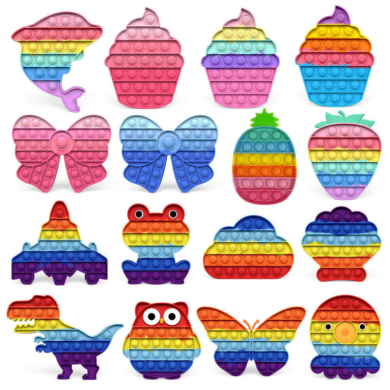 Funny Rainbow Fidget Toy Sensory Push Bubble Poppit Unicorn ของเล่นสำหรับเด็กผู้ใหญ่ Antistress ออทิสติกต้องการ Squishy ความเครียด Reliever ของเล่...