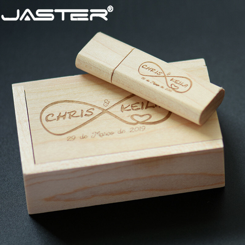 JASTER 뜨거운 판매 usb 상자 나무 외부 저장 장치 (무료 로고) USB 2.0 4GB 8GB 16GB 32GB 64GB 128GB USB 플래시 드라이브 pendrive