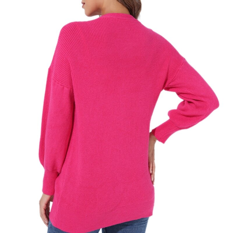 女性用Vネック長袖セーター,ゆったりとしたセーター,無地,ニットウェア,新品,2021年