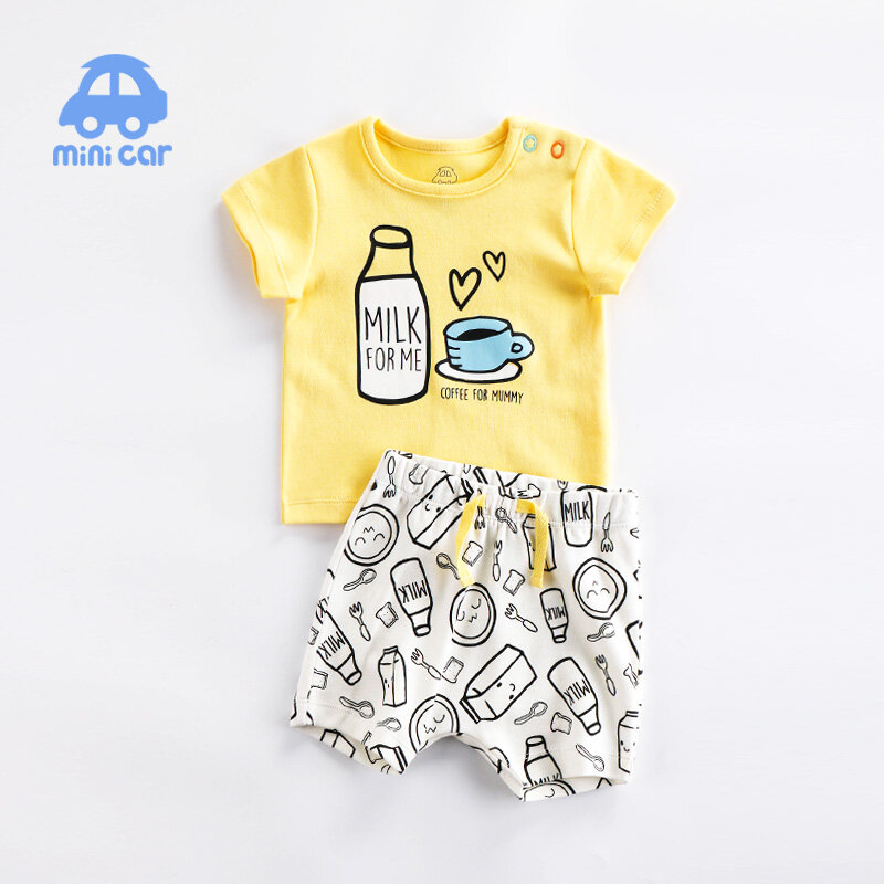 Baju Bayi Baru Lahir Bayi Laki-laki Musim Panas Set Baju Anak-anak untuk Anak Perempuan T-Shirt Celana Pendek 2 Potong Pakaian Baju Katun Kasual