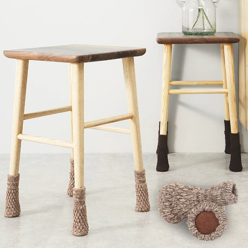 24 pçs malha cadeira perna meias pés de mesa móveis pés capa de madeira protetores chão cadeira meias em movimento redução de ruído