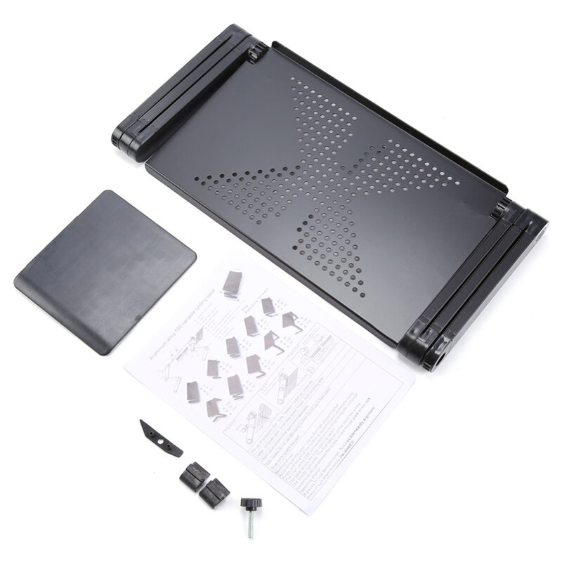 휴대용 foldable 360 학위 조절 접이식 테이블 노트북 책상 컴퓨터 메사 파라 노트북 스탠드 트레이 소파 침대 블랙