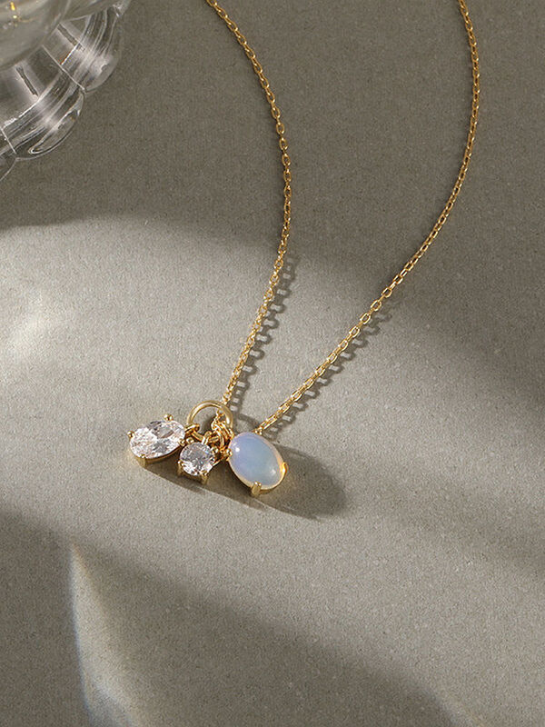 S'STEEL 925 стерлингового серебра, ожерелье с подвеской, подарок для женщин заявление Циркон дизайн корейский стиль моды лунного камня из желтого золота ювелирные украшения