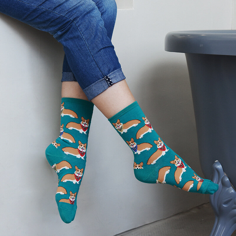 Heißer Verkauf Bunte frauen Baumwolle Crew Socken Lustige Banane Katze Tier Muster Kreative Damen Neuheit Socken Für Geschenke