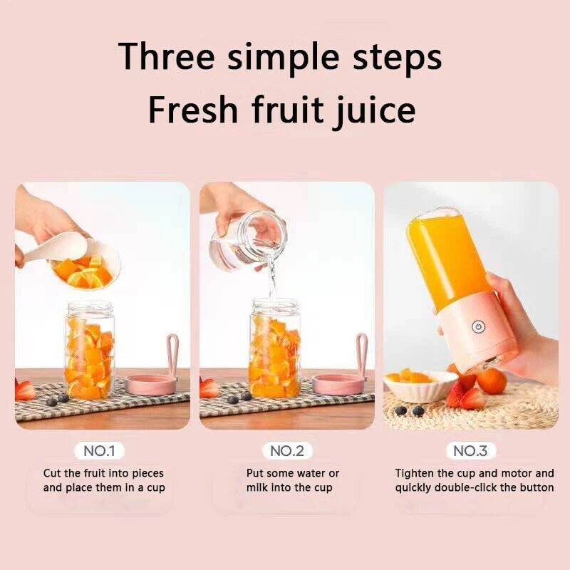 6-blade portable electric fruit juicer rechargeable mini juicer mini food processing juice cup sports kettle juicer cup