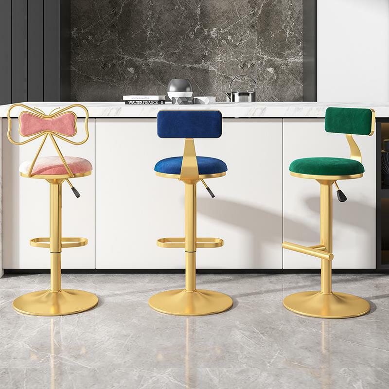 Nordic Home salon Bar krzesło barowe obrotowe podnoszenie nowoczesne oparcie stalowy Hotel z przodu wysokie krzesło meble do wyposażenia domu