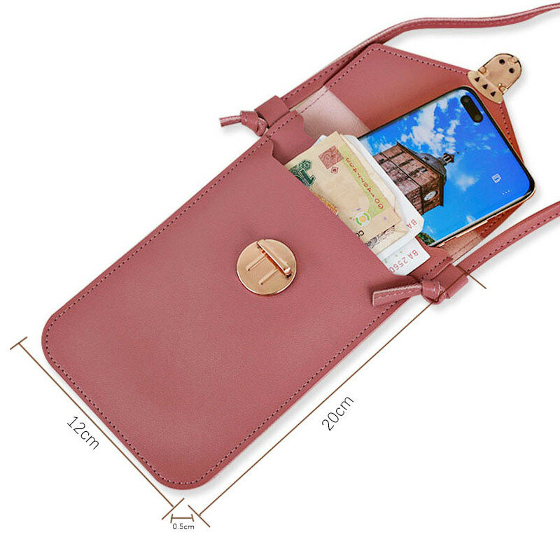 Carteira para celular com tela de toque, bolsa para celular atravessada, janela clara, bolsa com tela sensível ao toque, nova moda 2021