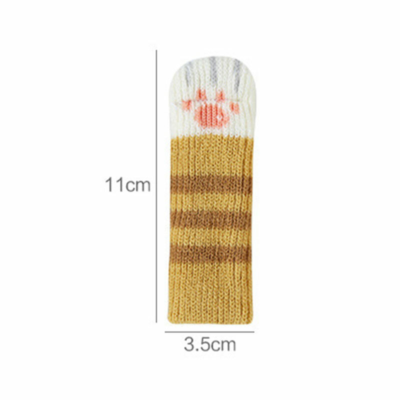 4Pcs Knitted Cat Paw Table Foot Socks Chair Leg Covers Floor Protectors Non-Slip Knitting Sock For Furniture Cartoon Home Decor