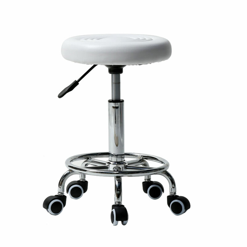 Round Stool with Lines Rotation Bar Stool PU Leather Sponge 360 Degree Rotating New HG99