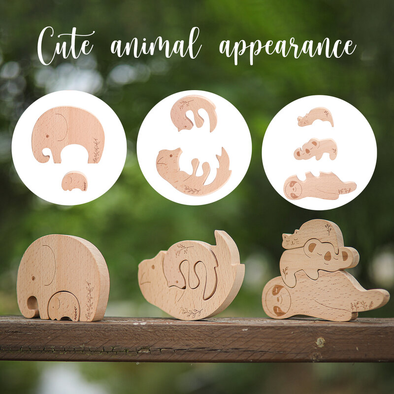 1 Set Baby massaggiagengive Food Grade blocchi di legno Baby Montessori giocattoli educativi per bambini giocattoli creativi per animali puzzle impilabili