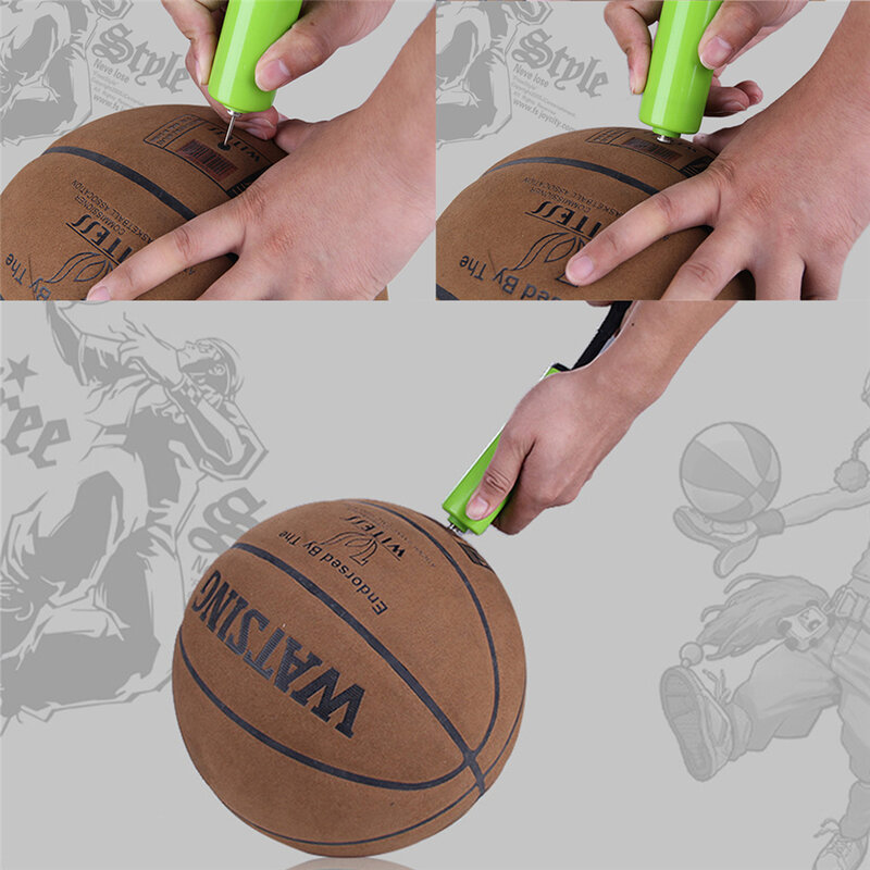 Bomba de ar inflável para futebol, bola de ar portátil de plástico com adaptador de agulha de gás para inflar