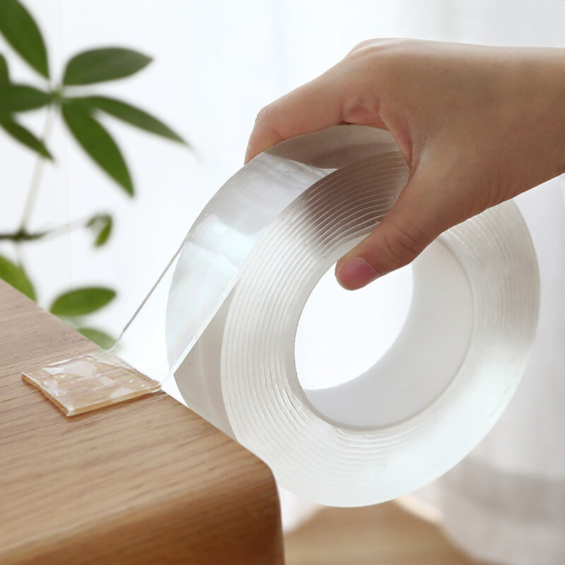 Nano cinta mágica de doble cara multifuncional para el hogar, pegamento transparente fuerte y sin huellas, lavable