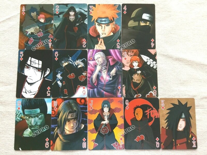 Cartões da ponte dos cartões de poker do anime akatsuki shippuden impressos com uzumaki itachi sasuke kakashi