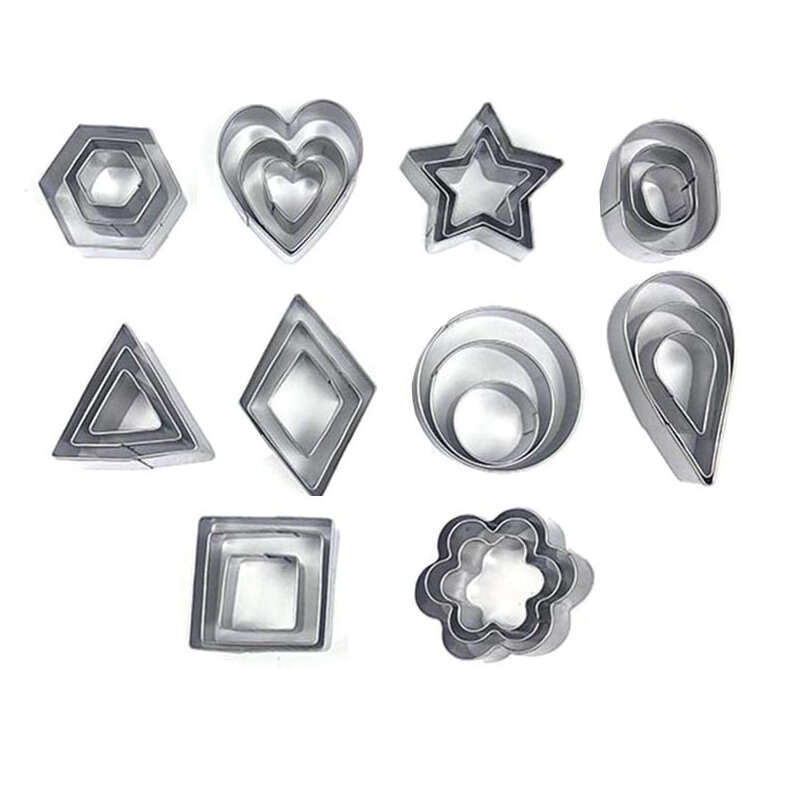 2-4cm 30pcs/Lot Clay Cutter Stainless Steel Geometry Drop Round Designer DIY Ceramic Pottery Polymer Clay Craft Cutting Mold