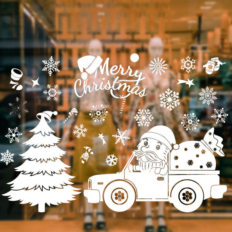 Pegatinas de Navidad de ventana adornos navideños para el hogar, adornos navideños, regalos de Navidad, Feliz Año Nuevo 2020, 2021