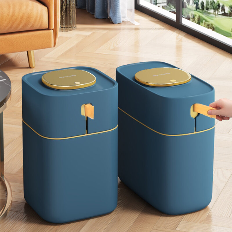 Joybos-cubo de basura de estilo nórdico para cocina, papelera automática de Metal para reciclaje, color verde