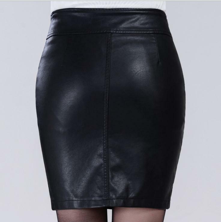 M/5Xl-faldas de cuero para mujer, minifalda de tubo negra ajustada, ceñida, Sexy, de talla grande, K1229