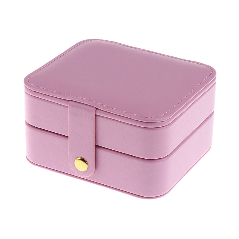 Fashion Women Lady  Earring Necklace Display Storage Case Leather Pink
