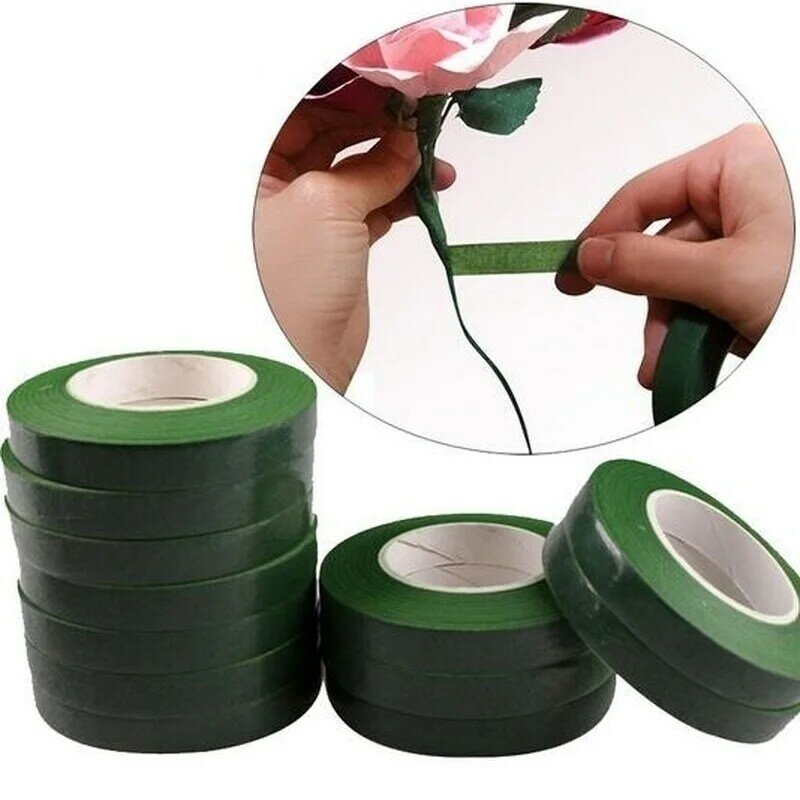 2 Rolls 30M Zelfklevende Groen Papier Tape Enten Film Bloemen Stem Voor Garland Kransen Diy Ambachtelijke Kunstmatige zijde Bloem
