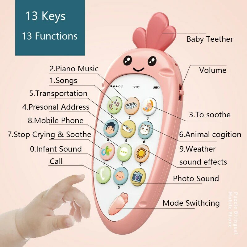 Mainan Simulasi Multifungsi untuk Bayi Baru Lahir 0-12 Bulan Mainan untuk Bayi Musik Remote Control Pendidikan Dini