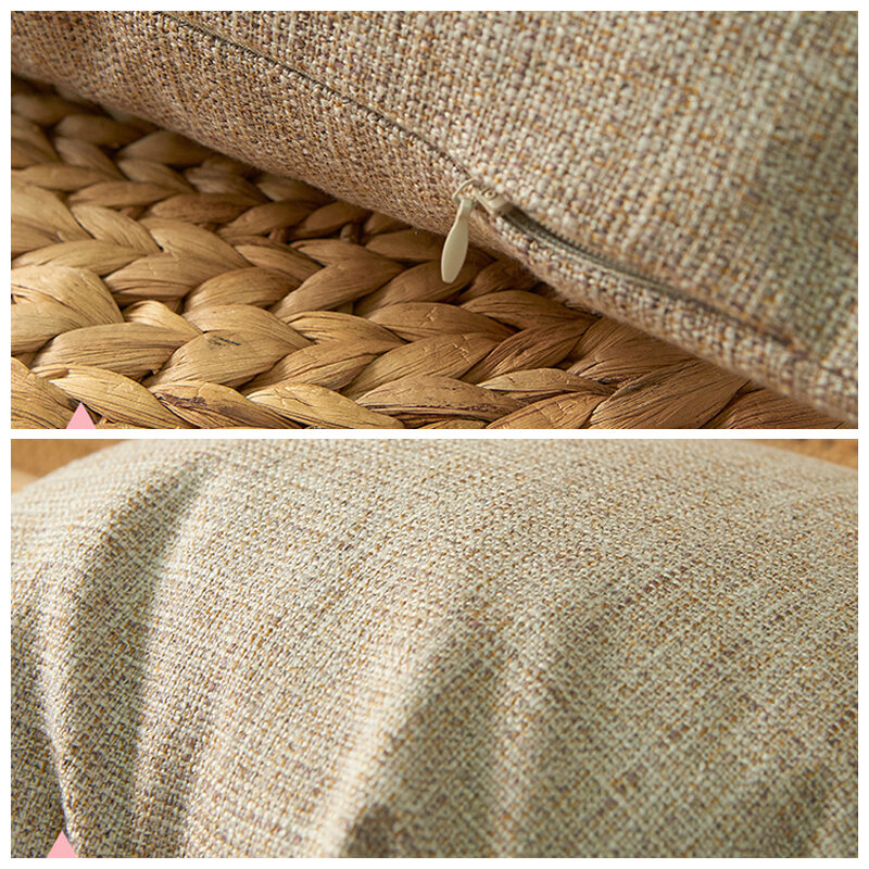 Funda de almohada de algodón y lino liso con borlas, cubierta de cojín para decoración del hogar, color amarillo y Beige, 45x45cm