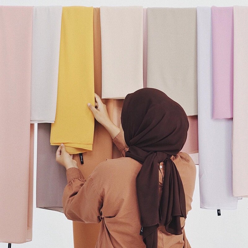 말레이시아 프리미엄 쉬폰 스카프 랩 일반/단색 이슬람 여성 히잡 머리 스카프 여름 이슬람 긴 목도리 파시미나 175x70cm