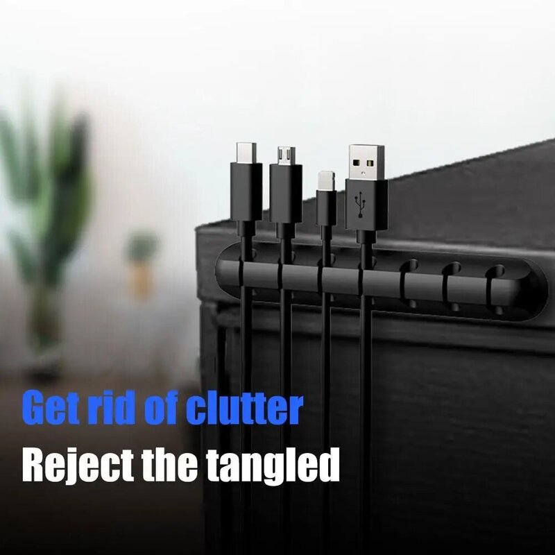 Bobinadora de cables USB de silicona con 7/5/3/1 orificios, Clips de gestión para escritorio, soporte de Cable para ratón, organizador de cables de auriculares