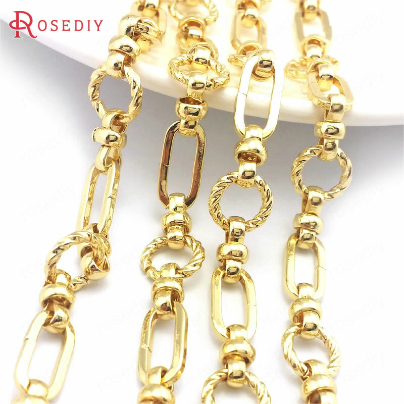(39662)50CM 24K złoty kolor żelaza długi owalny kształt naszyjnik łańcuchy biżuteria łańcuchy elementy do wyrobu biżuterii Diy ustalenia akcesoria