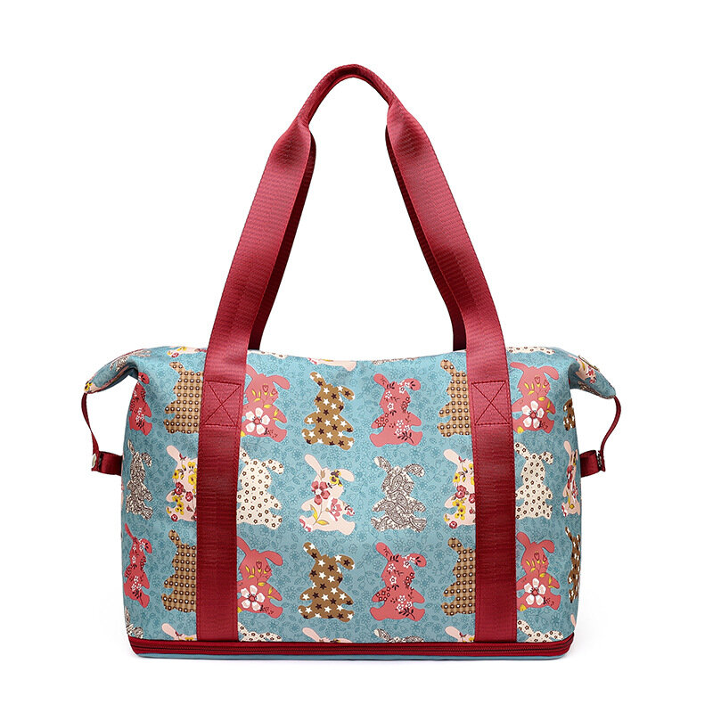 Bolso de viaje con estampado de dibujos animados para mujer, bolsa de mano de gran capacidad con separación en seco y húmedo, extensible, para gimnasio y Fitness, Estilo Vintage