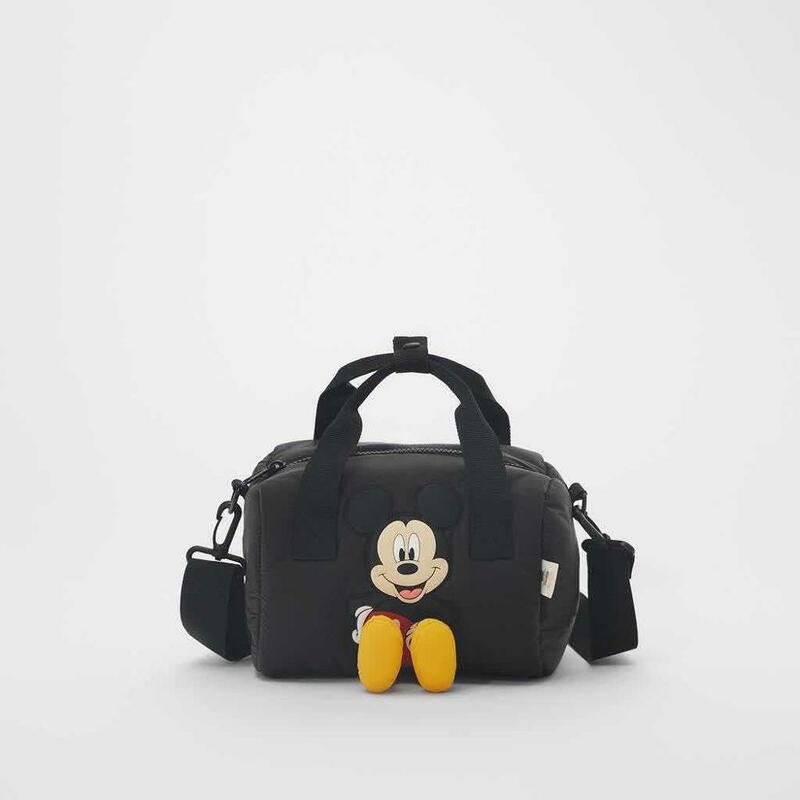 Disney-Bolso pequeño de Mickey Mouse para niña, bandolera pequeña cuadrada de hombro, mini bolso de mano con dibujos animados de mickey Mouse, color negro