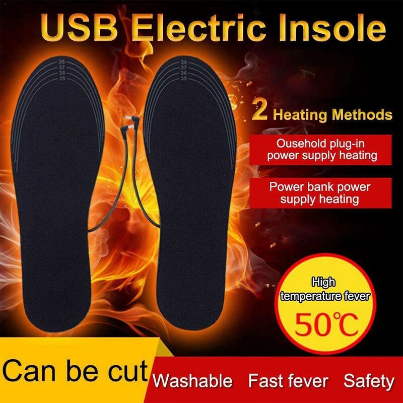 Plantillas calentadoras para pies Unisex, calentador eléctrico con carga USB para zapatos, plantilla de calefacción, botas, almohadillas calentadoras recargables cortables para invierno