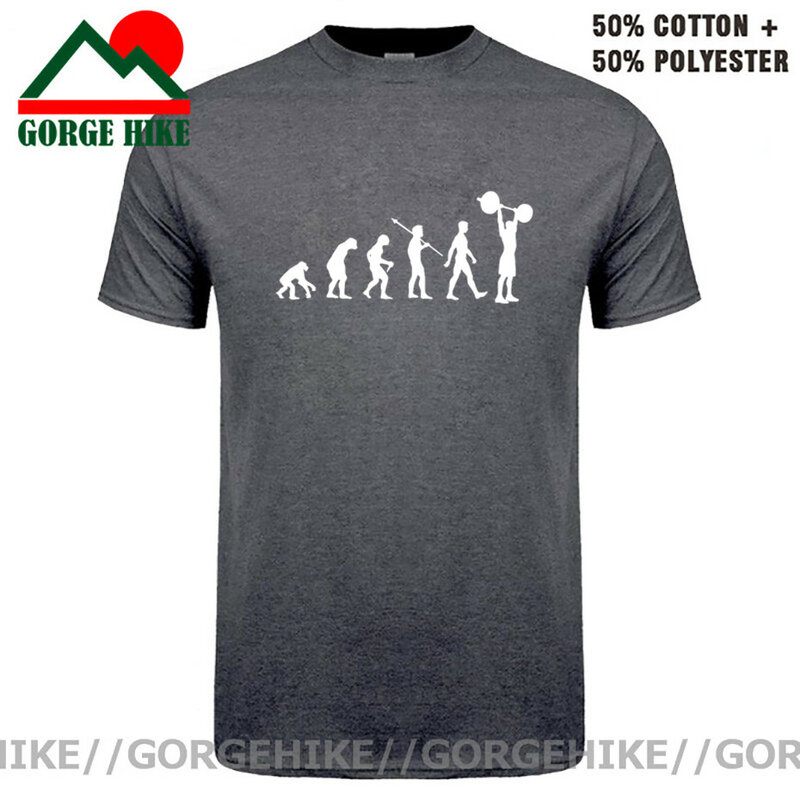 Weight Lifting Evolution T Shirt Mens Present Top Sports Gym Train Strong Custom Printed body building Tshirt 100% Cotton Man