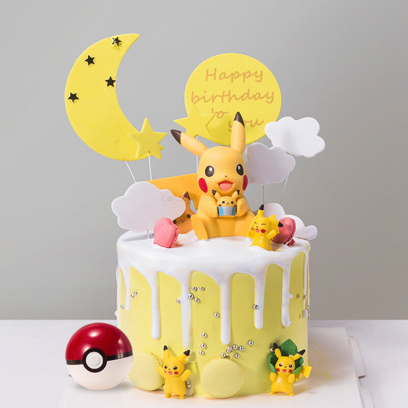 Pokemon pikachu bolo de cozimento decoração do bolo de aniversário  decoração do dia das crianças presente festa cena plug-in anime decoração  do bolo - AliExpress