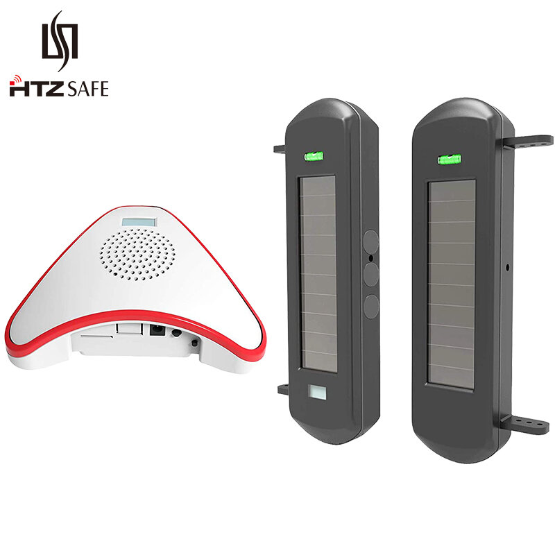 Htzsafeソーラービームセンサー私道警報システム-800メートルの無線範囲-100メートルセンサー範囲-diyホームセキュリティ警告