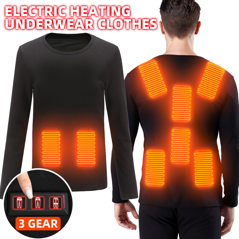 Sous-vêtements thermiques noirs pour hommes et femmes, chauffage Intelligent, température constante, USB, sous-vêtements chauds d'hiver, nouvelle collection 2021