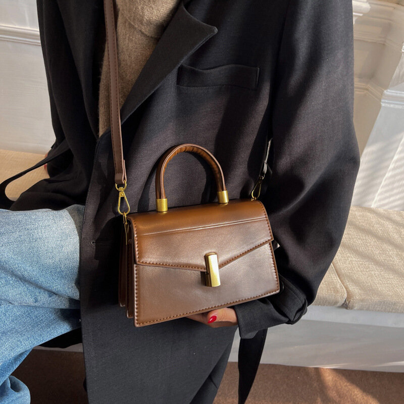 Crossbody Small Square Bag for Women 2021 New Designers Luxury Leather Shouler Bag Flip Handbags Top-Handle Simple Sac A Main