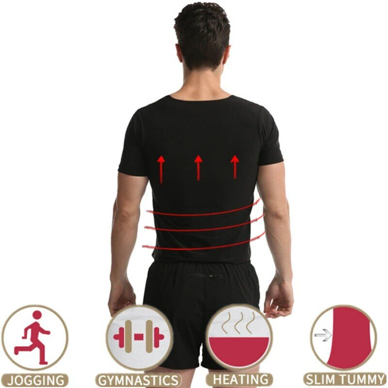 Plus Size Men Body Shaper Waist Trainer Vest Slimming Short Sleeve Sauna Sweat Workout Shapewear Fat Burner Tops 4XL 5XL