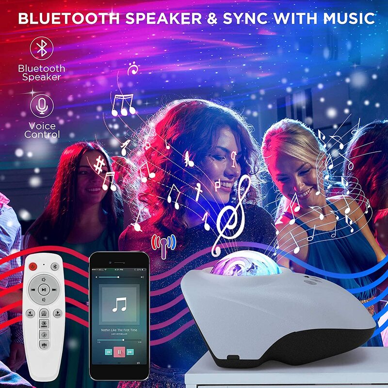 Cực Quang Bầu Trời Đầy Sao Máy Chiếu Đèn Ngủ Với Máy Nghe Nhạc Bluetooth LED Bầu Không Khí Đèn Cho Trẻ Em Quà Tặng Trang Trí Nhà Đảng