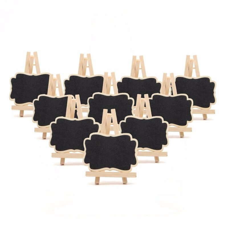 10 pçs/set mini quadro negro de madeira suporte casamento festa mesa decoração tags novo z07 navio da gota