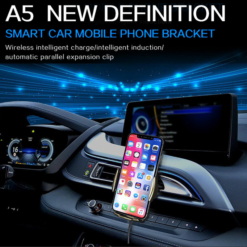 Cargador inalámbrico de coche con sujeción automática, soporte de teléfono con Sensor infrarrojo Qi, carga rápida de 10W para iphone 11 Pro, XR, XS, Huawei, Samsung