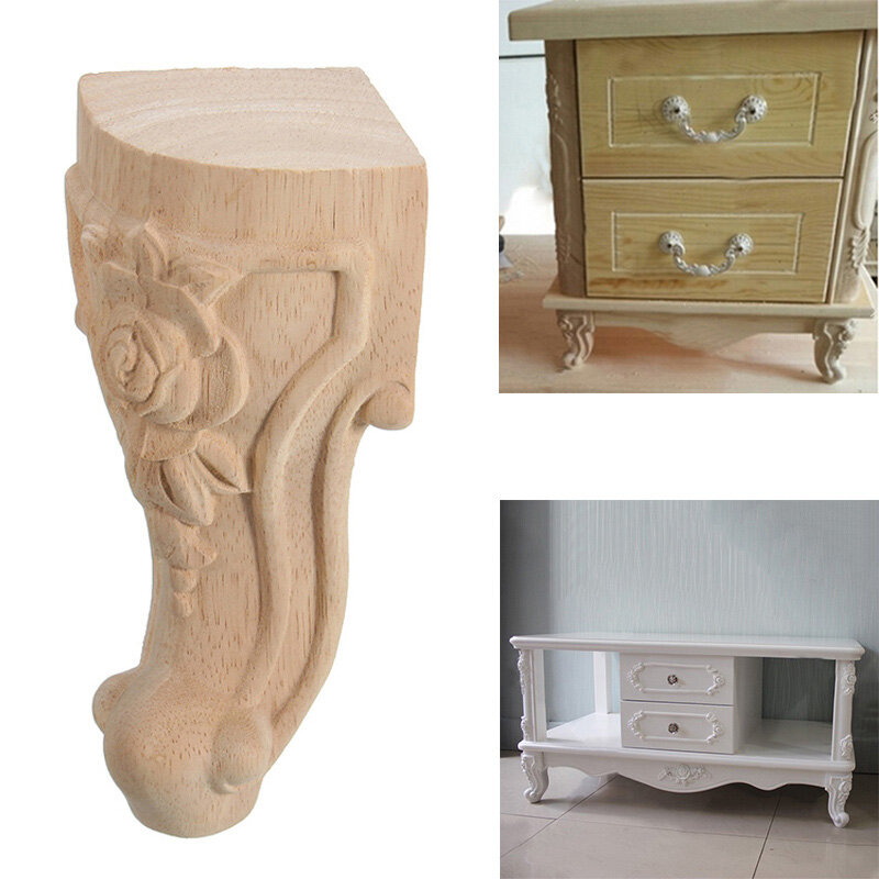 4pcs10x6 Cm gambe per mobili intaglio europeo in legno massello. Mobile Tv divano con piedi indipendenti accessori per la casa Boutique