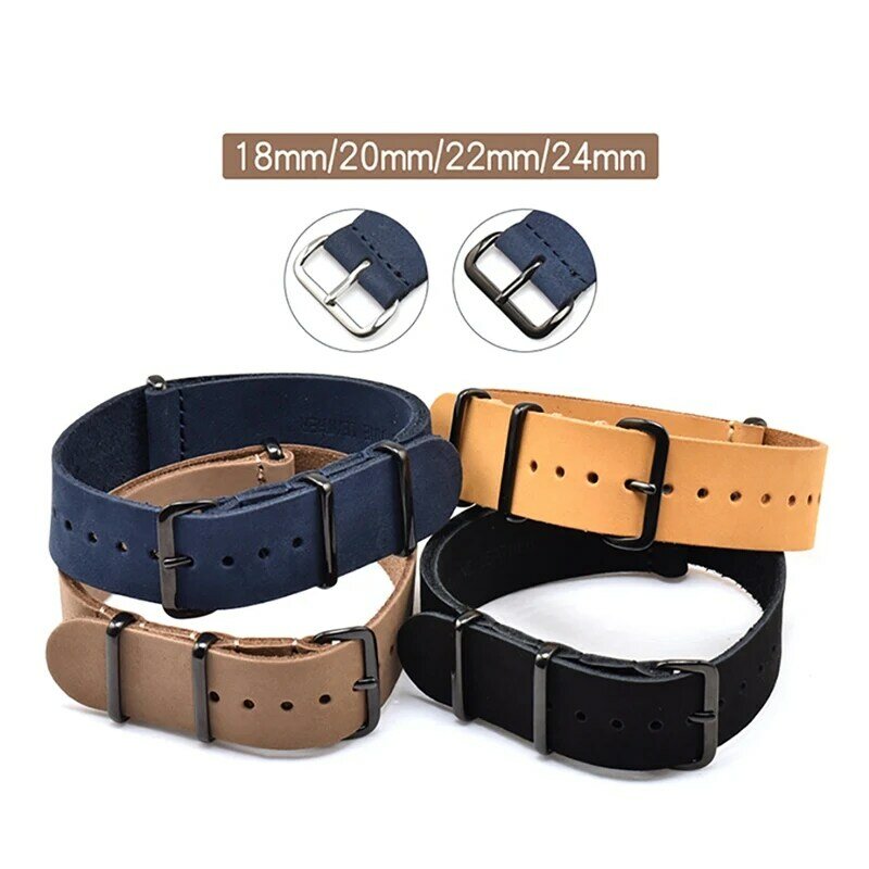 Strap Vintage Leather Strap Tri-ring Strap Fixed 24MM18MM Strap Accessories