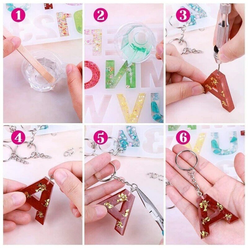 Earrings Alphabet Crystal Epoxy Resin Molds Kit Letter Number Keychain Pendant Silicone Mould DIY Crafts Jewelry Making Tools